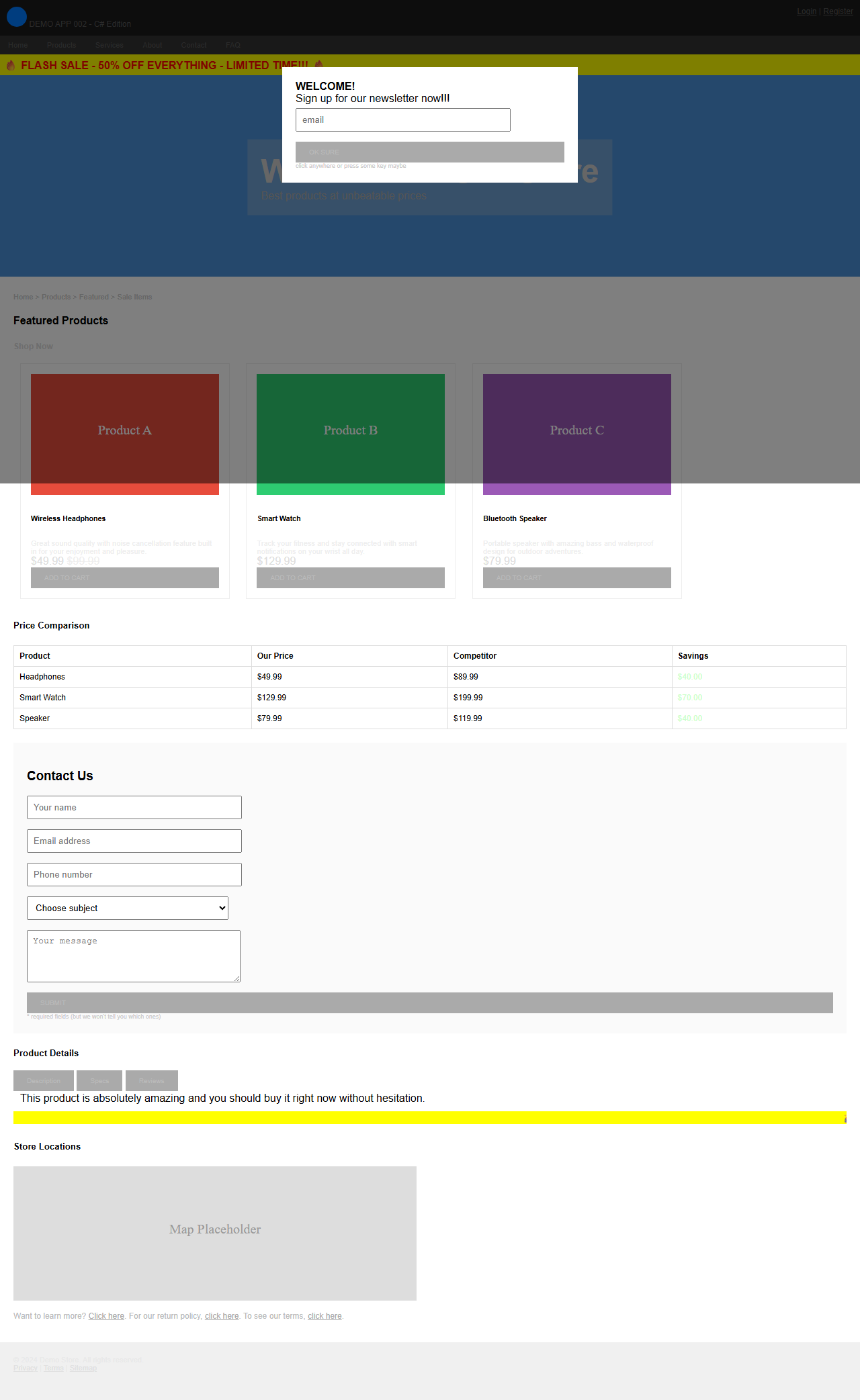 Demo app 002 home page