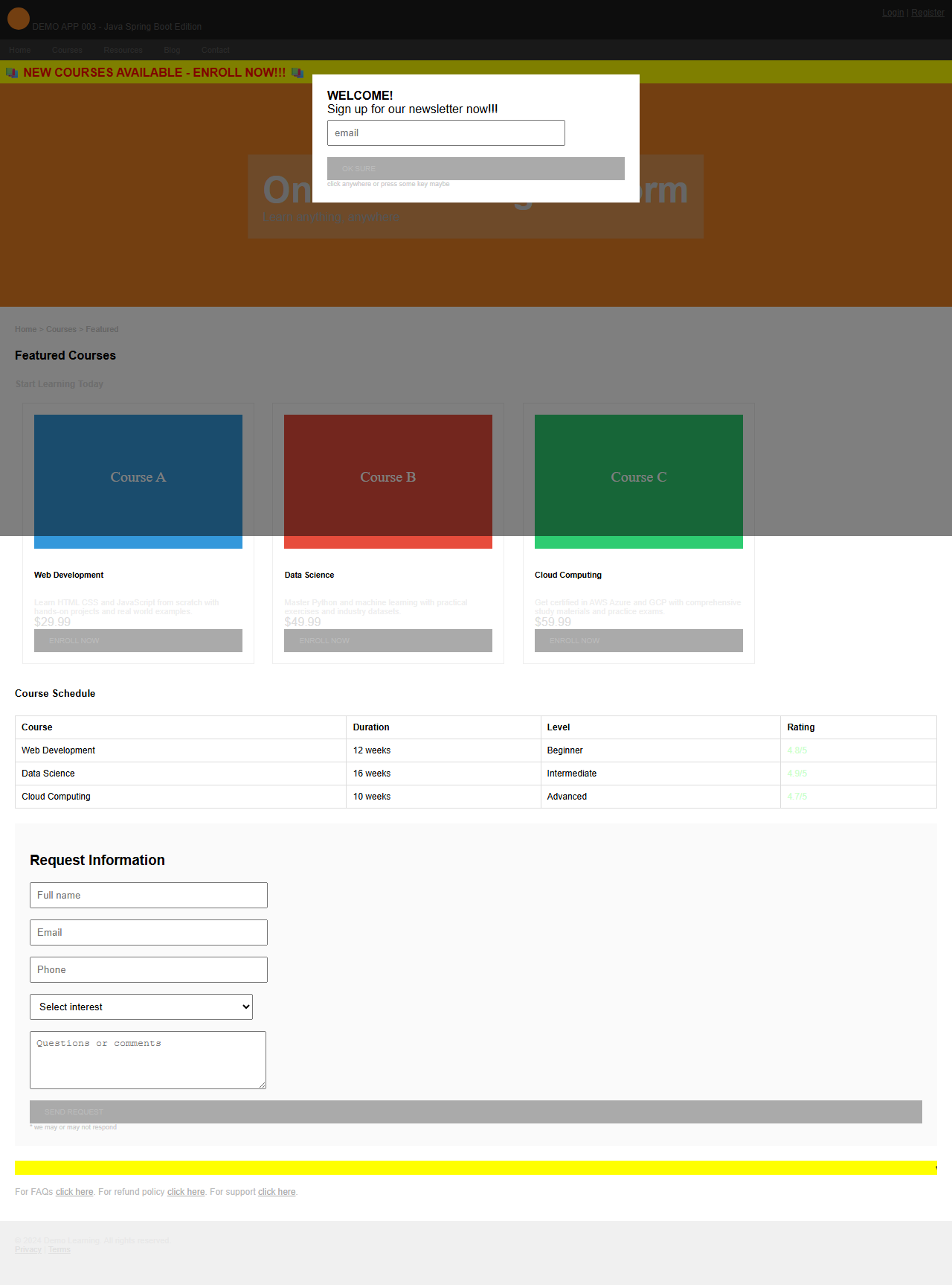 Demo app 003 home page
