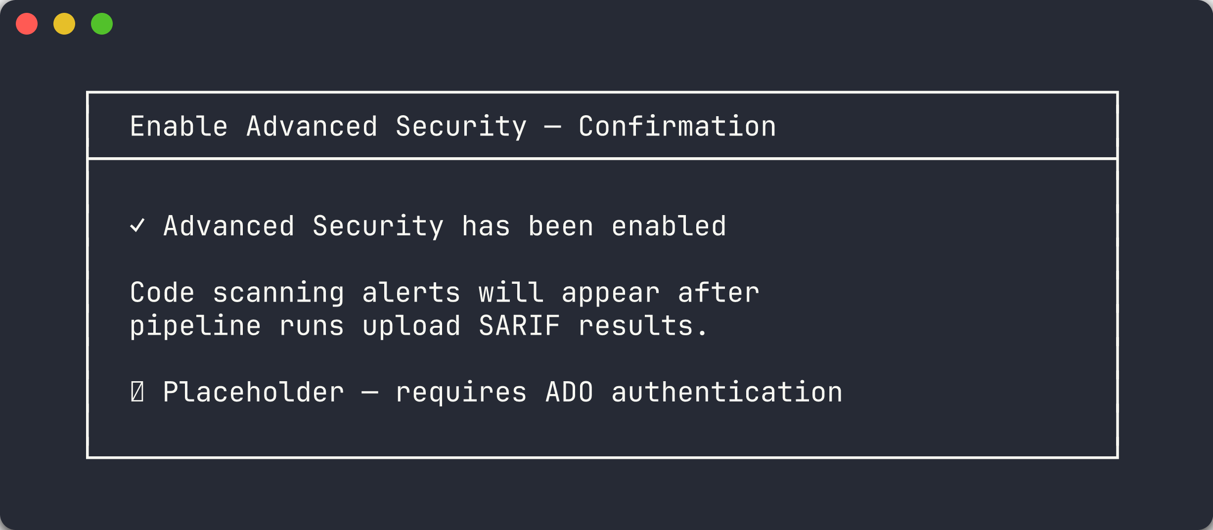 Enable Advanced Security confirmation