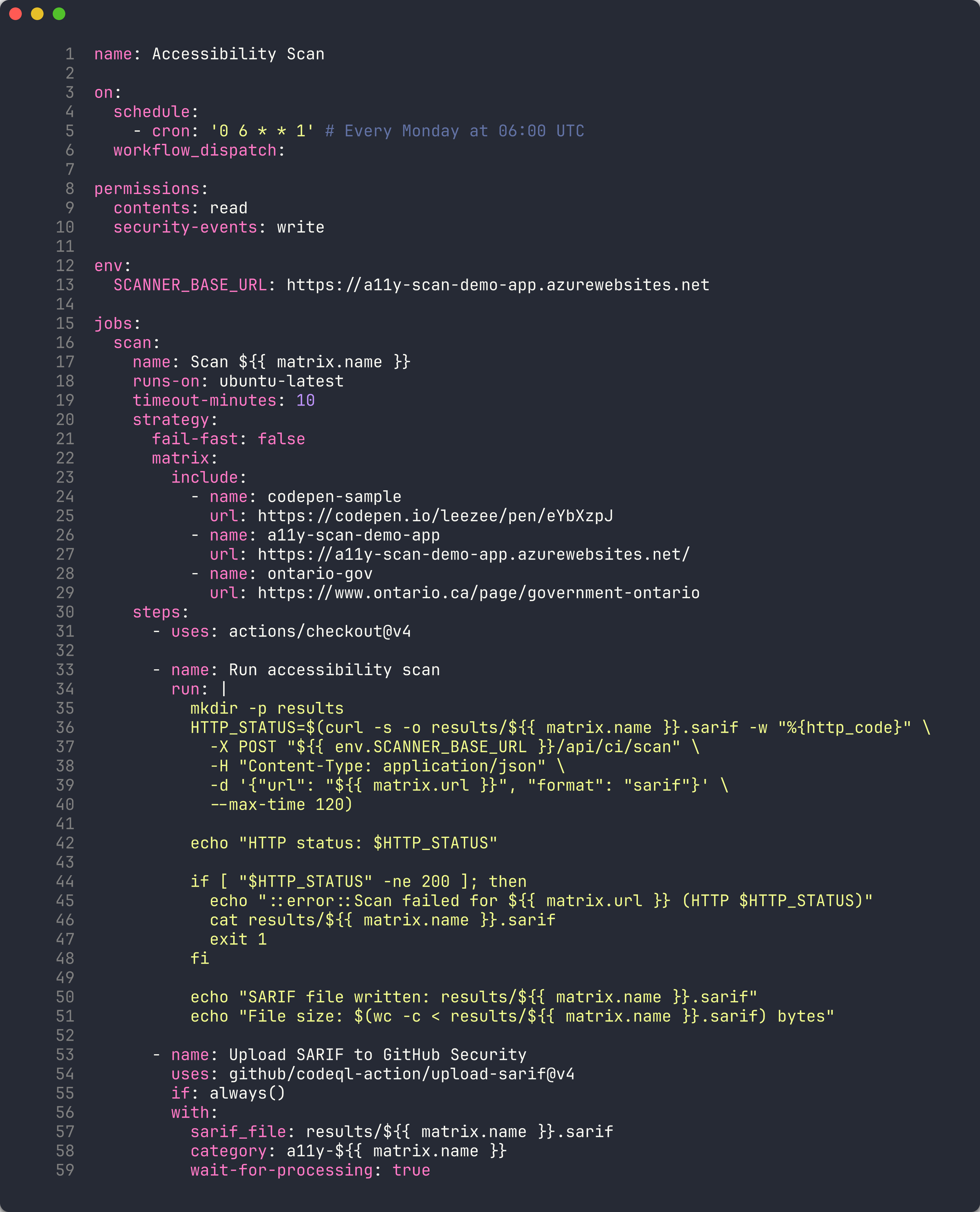 Scan workflow matrix strategy