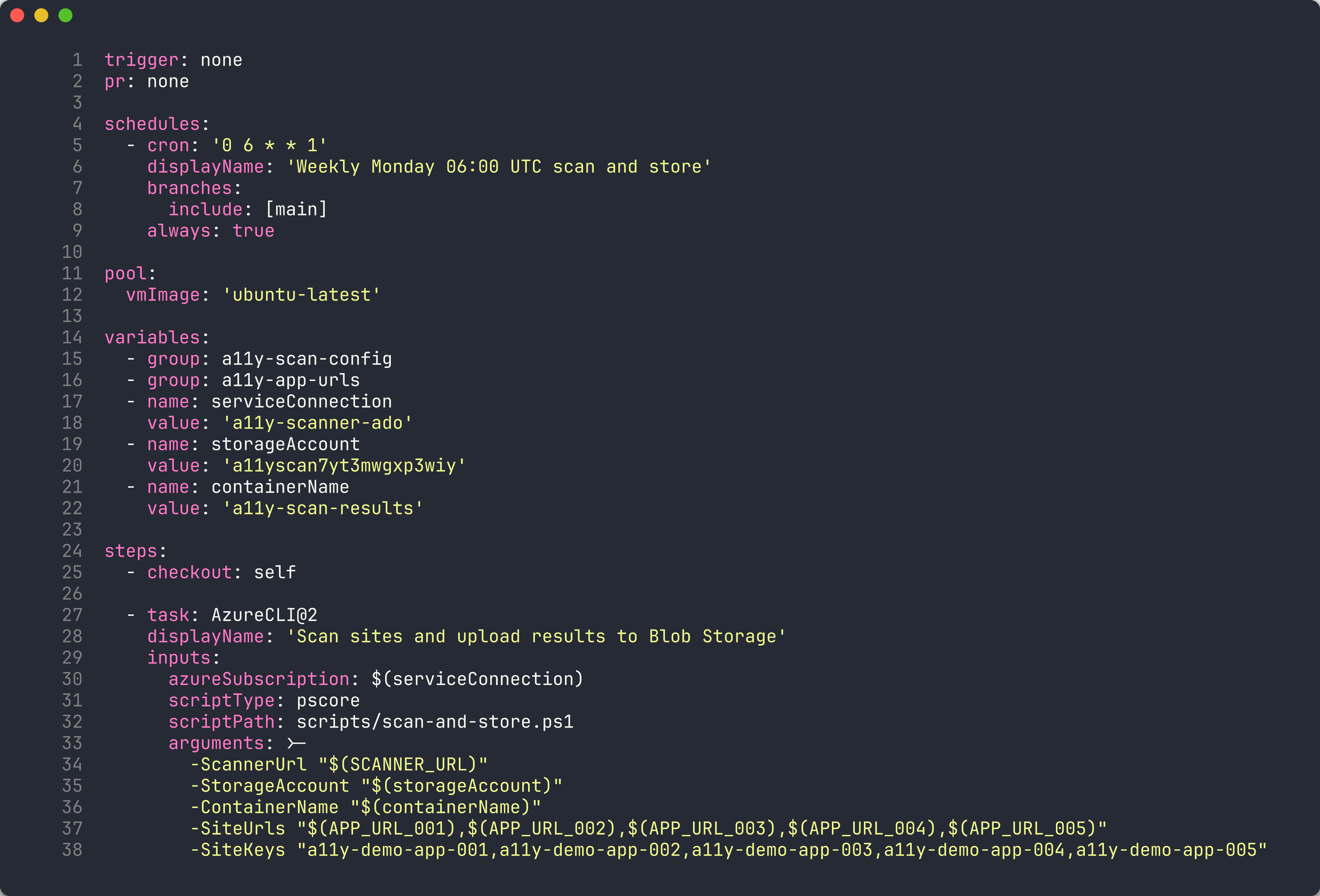 Schedule trigger YAML