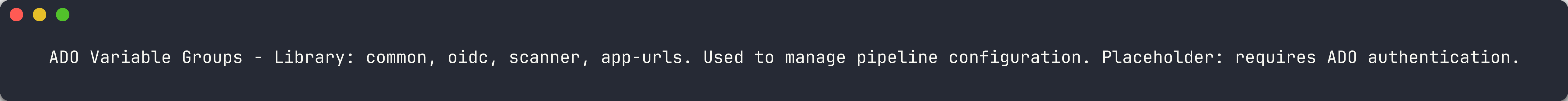 Variable groups in ADO portal
