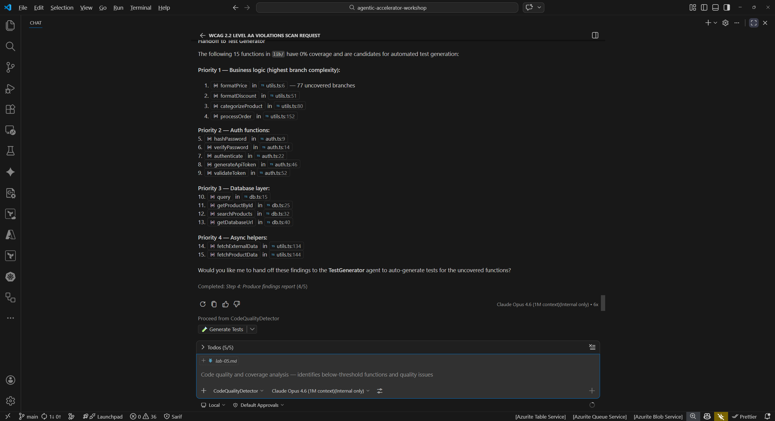 Code quality detector findings
