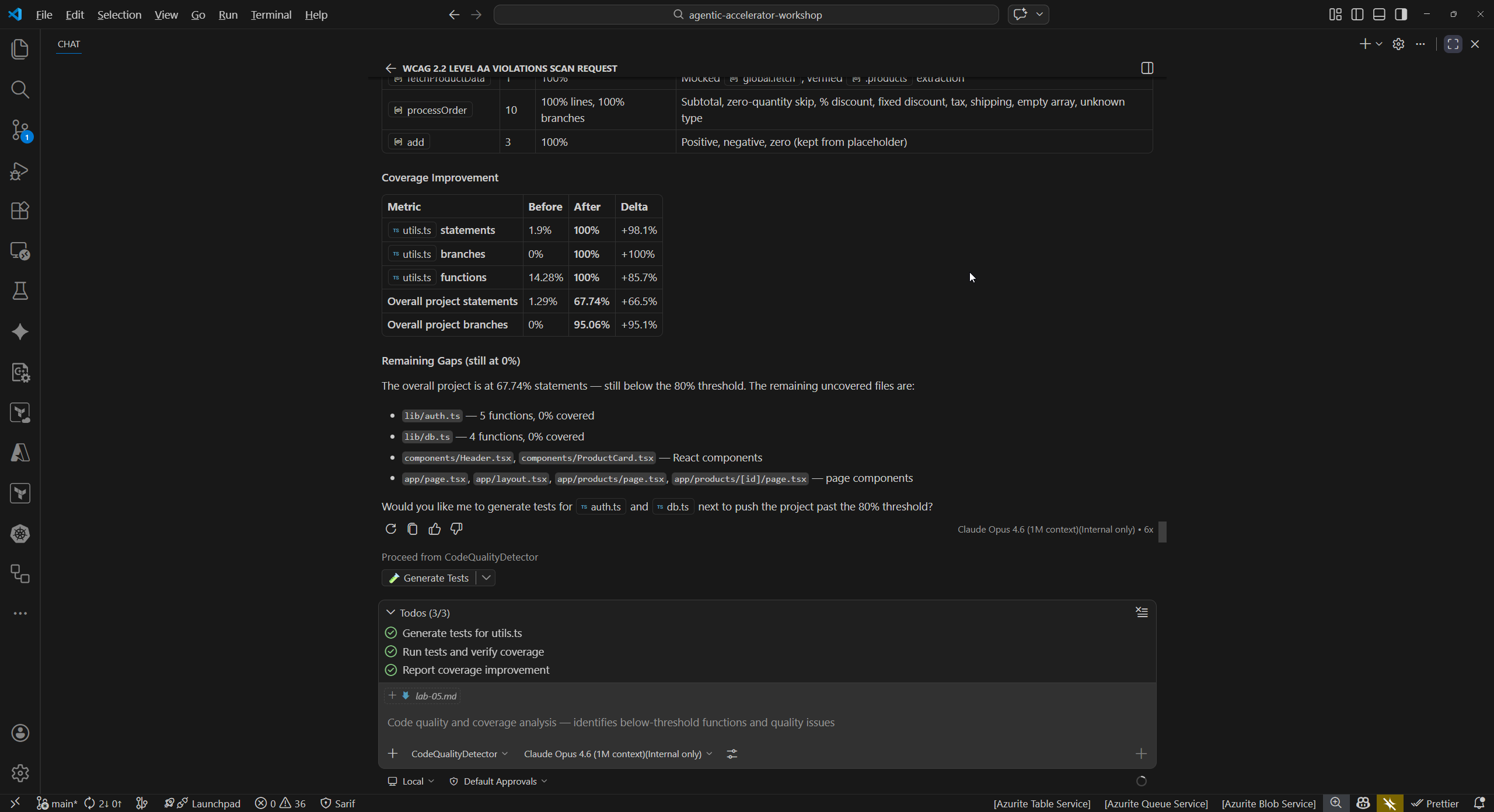 Test generator output for utils.ts