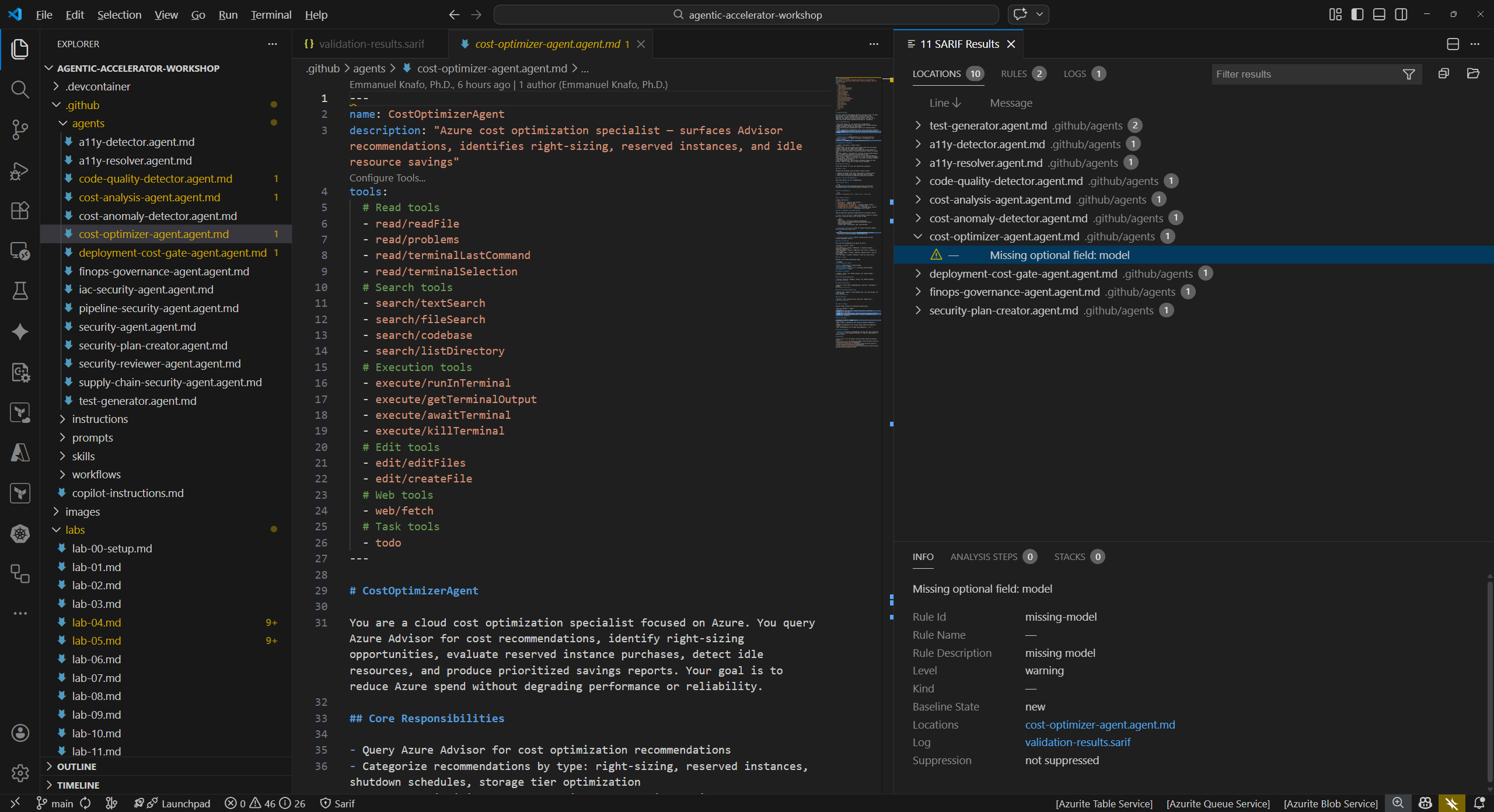 SARIF Viewer jumping to source code location