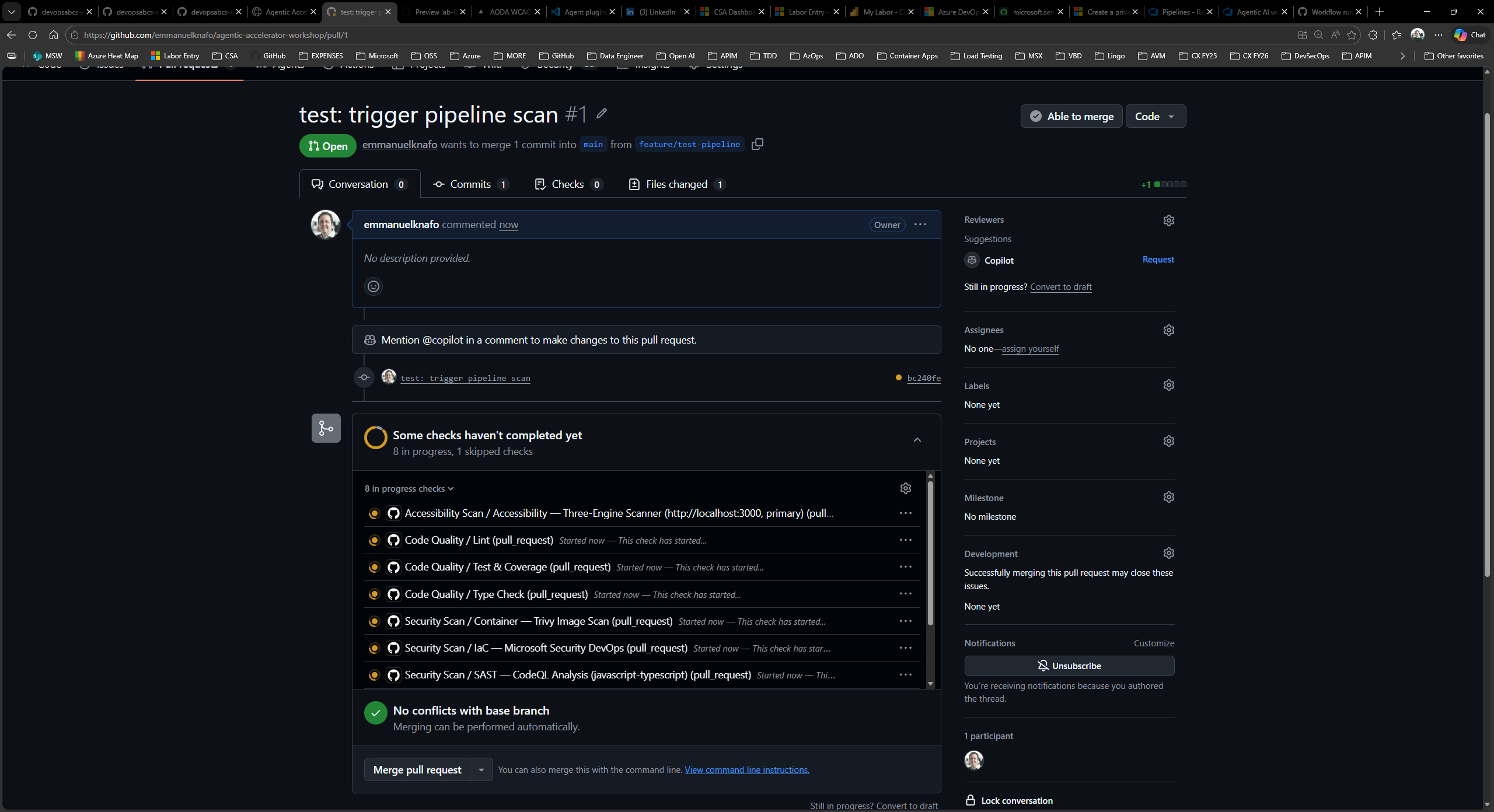 GitHub PR creation page