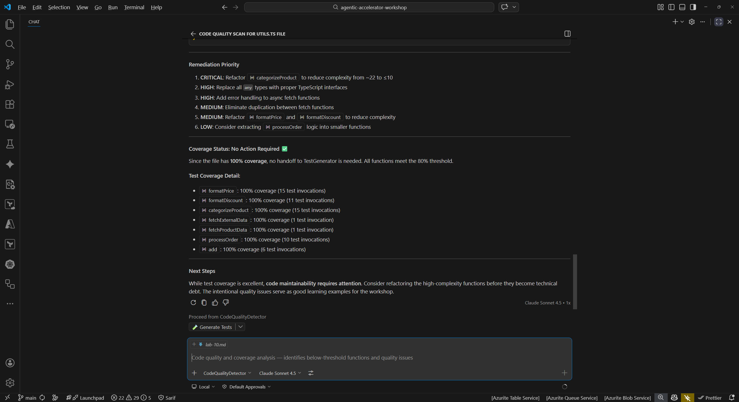 Coverage comparison before and after test generation