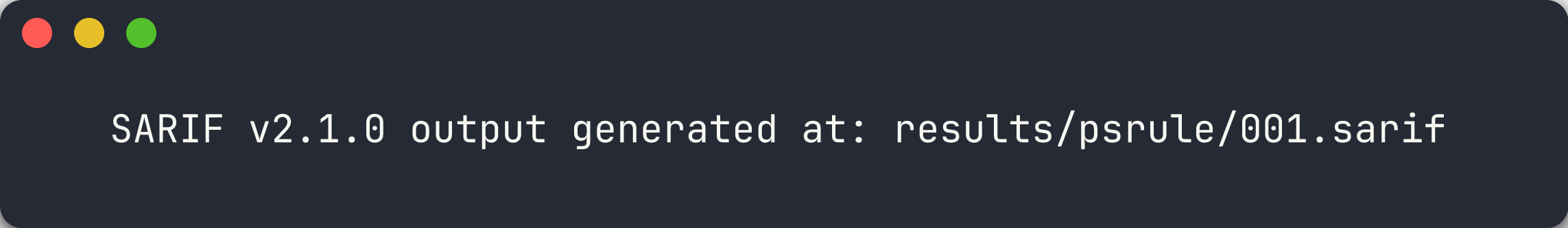 SARIF output showing findings