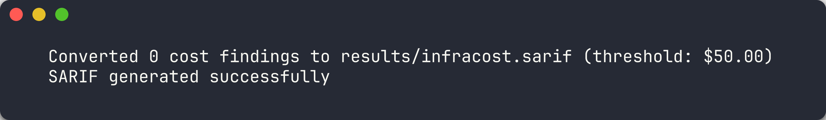 Converted SARIF from Infracost