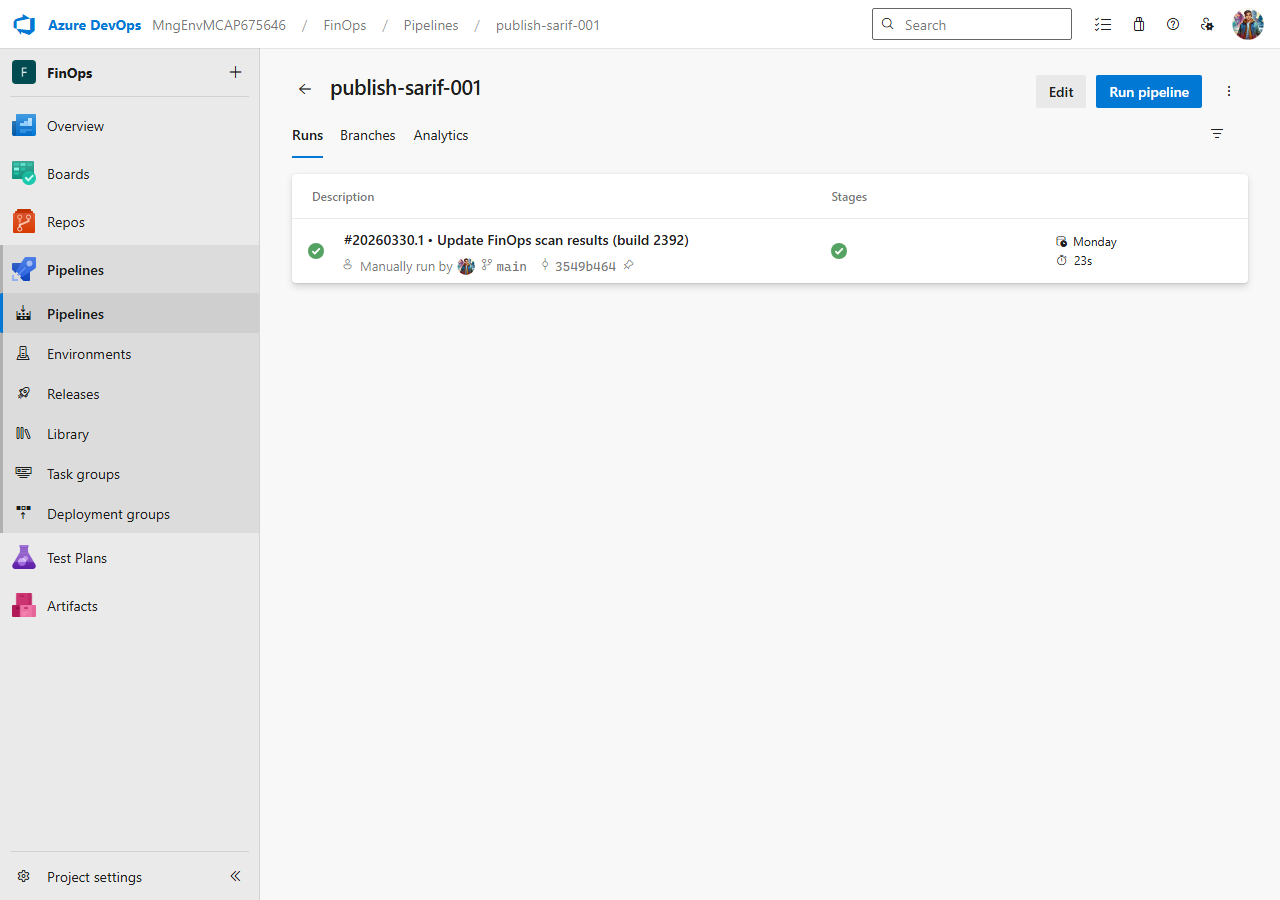 Individual alert detail in ADO