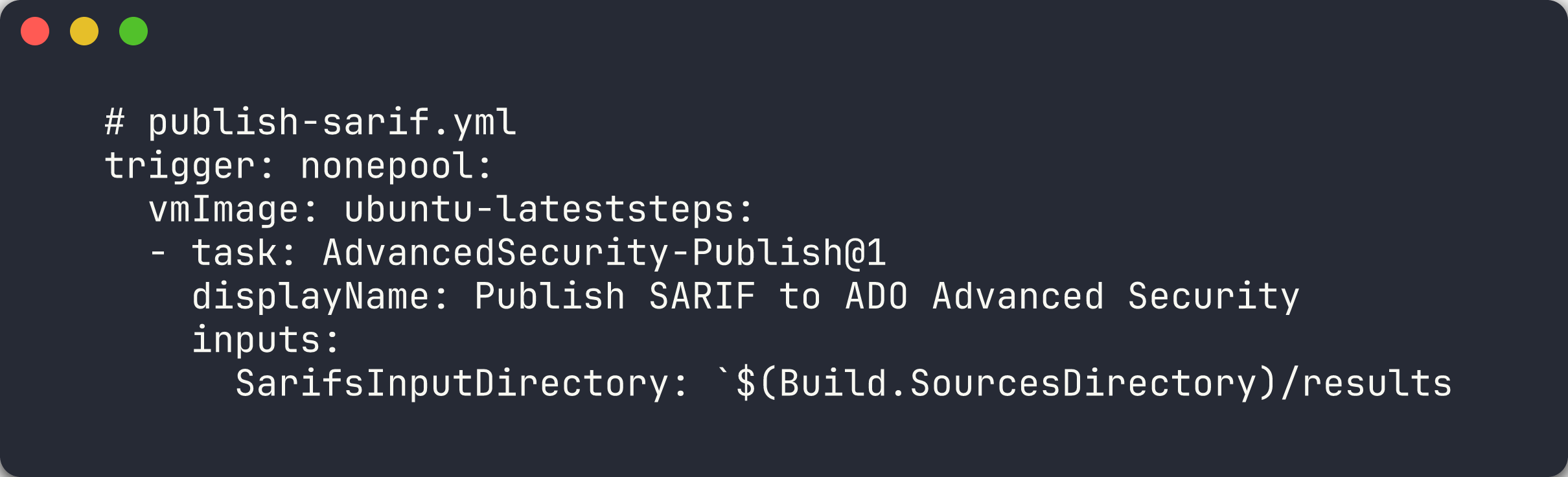 ADO publish-sarif pipeline YAML