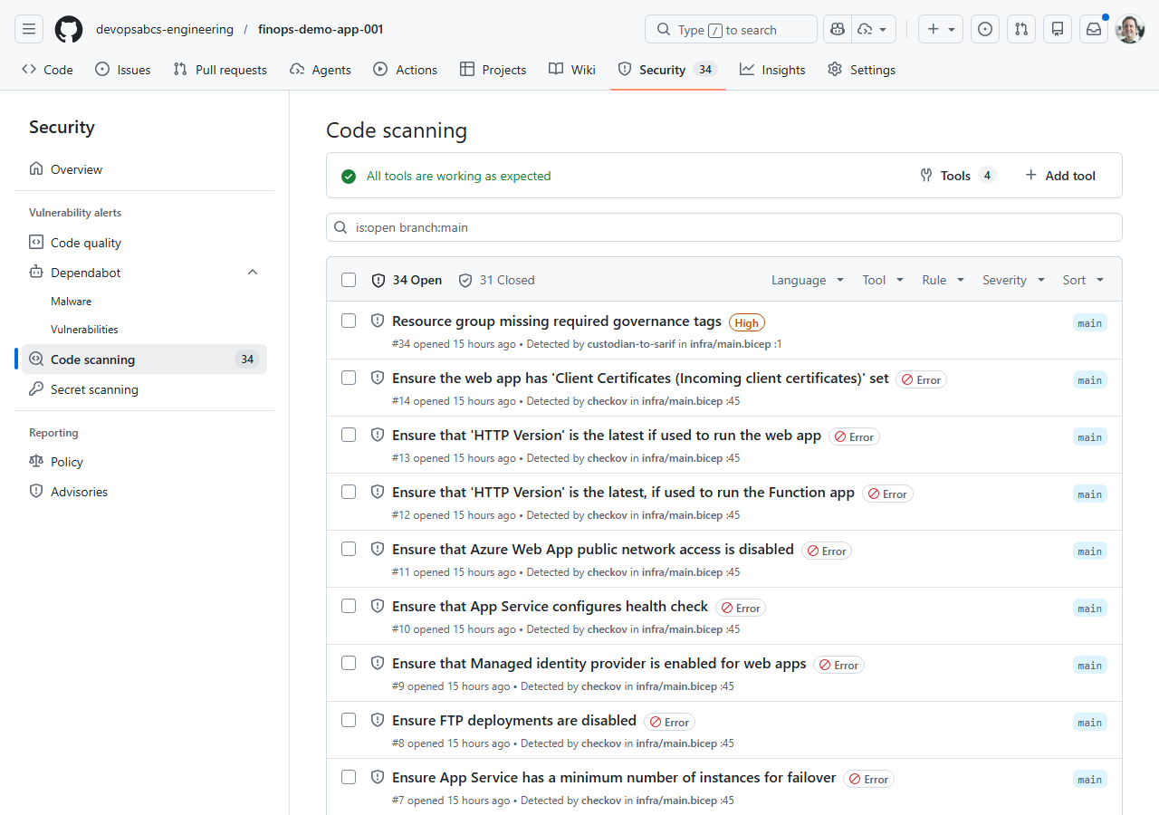 Alert triage dropdown
