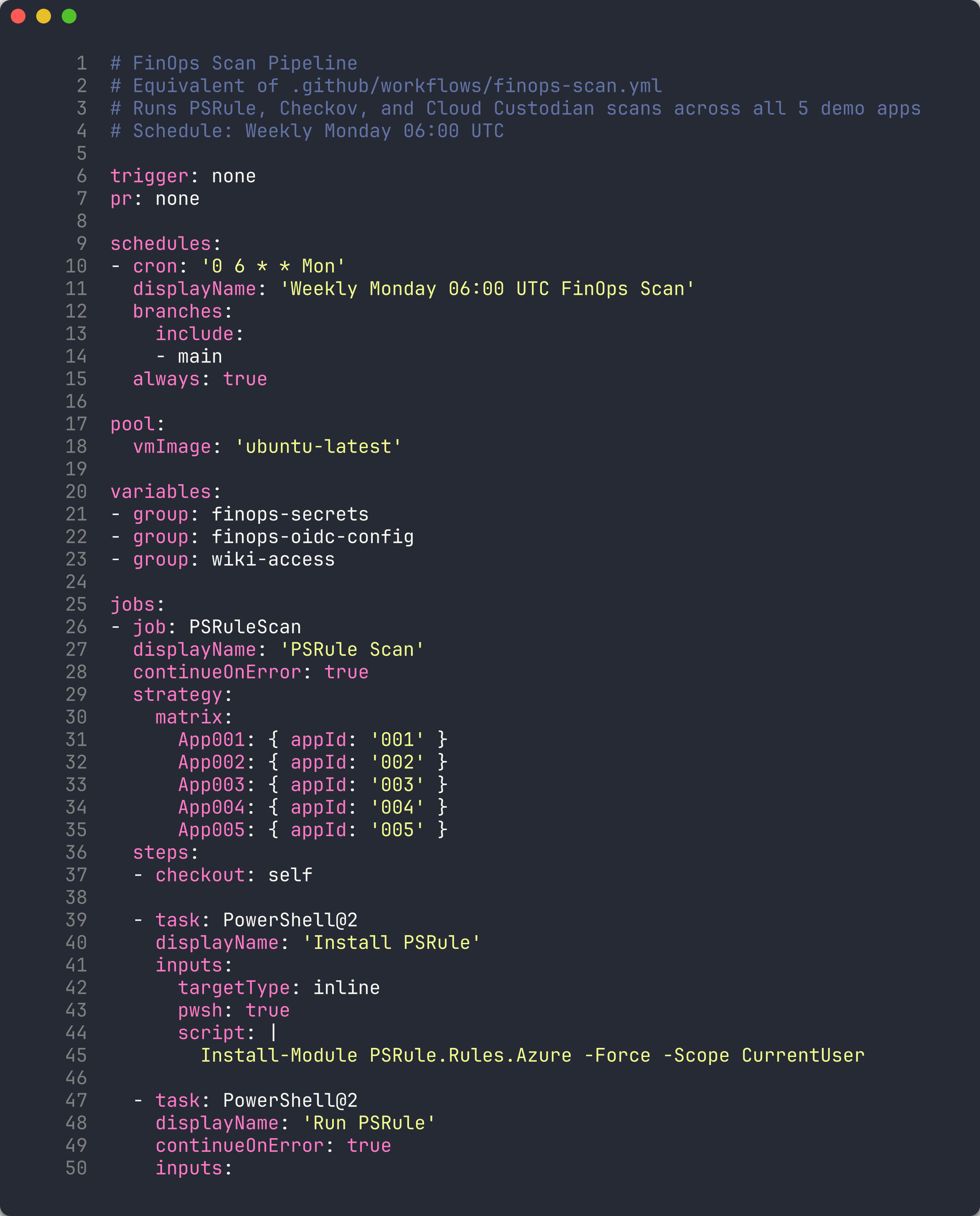 Scan pipeline YAML
