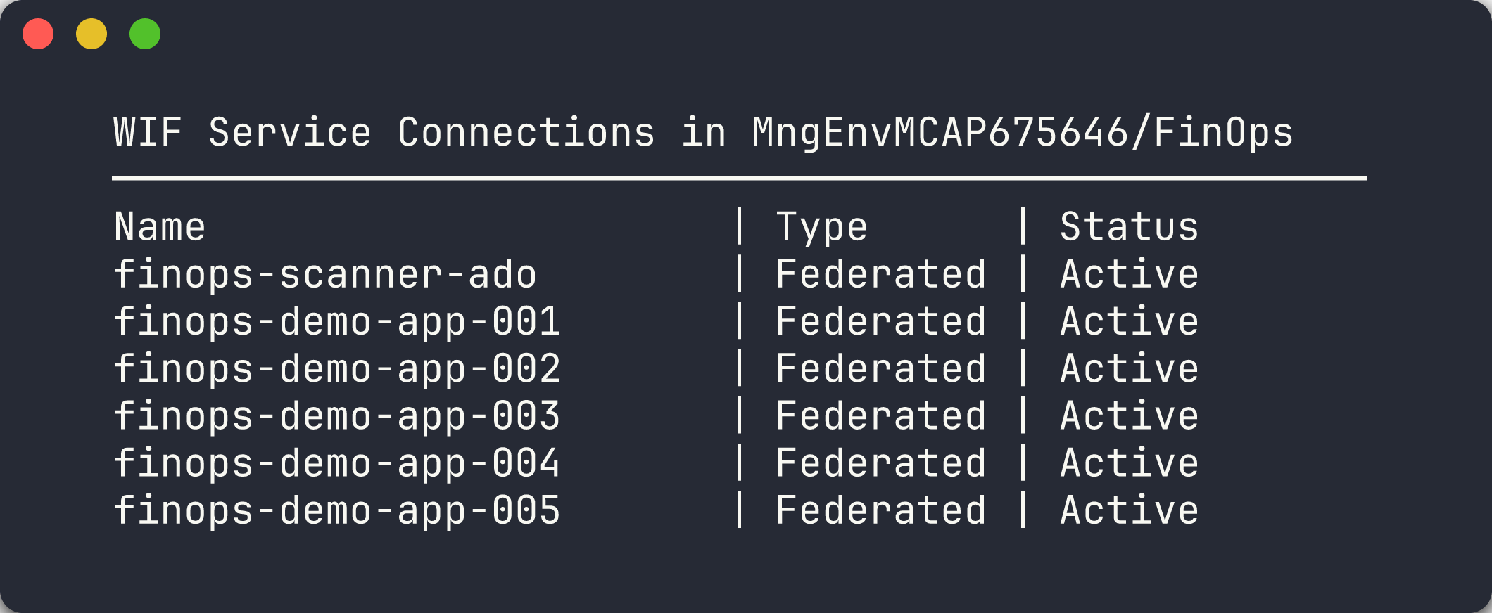 WIF service connection setup