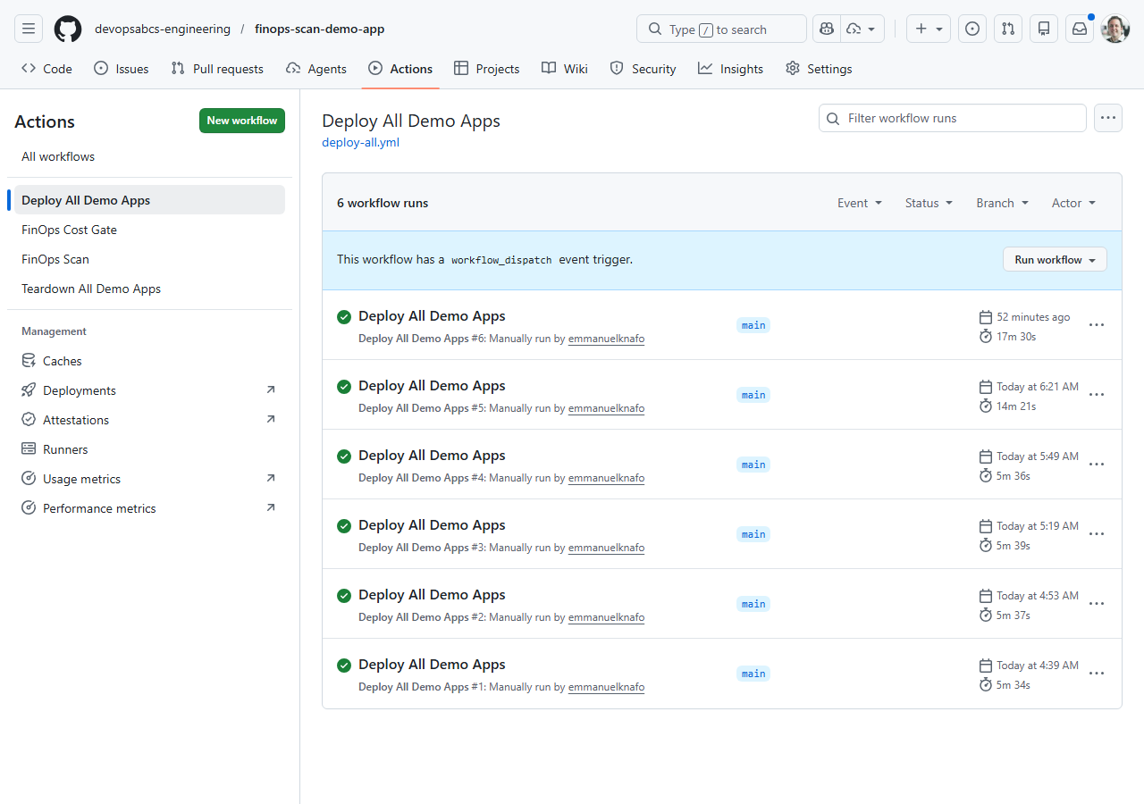 Deploy-all workflow summary