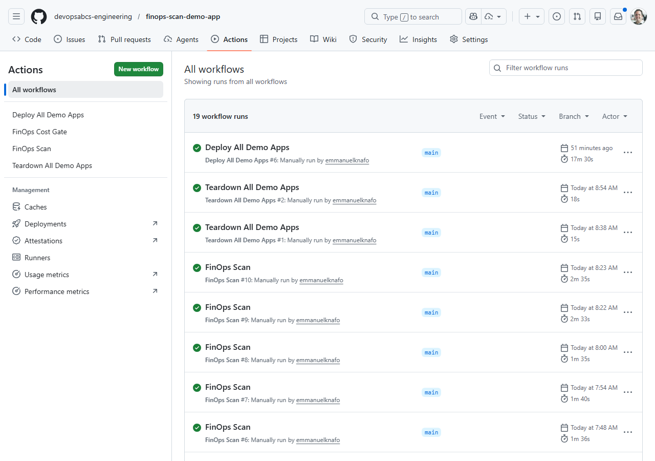 GitHub Actions workflow run