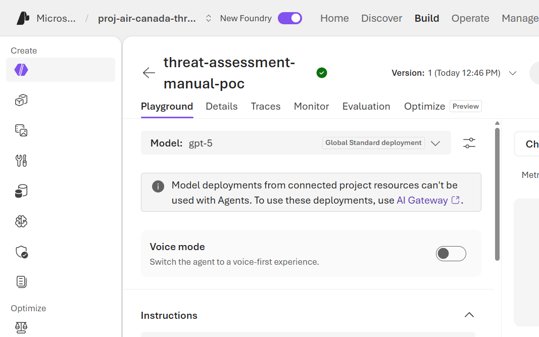 Manual agent created successfully in the portal